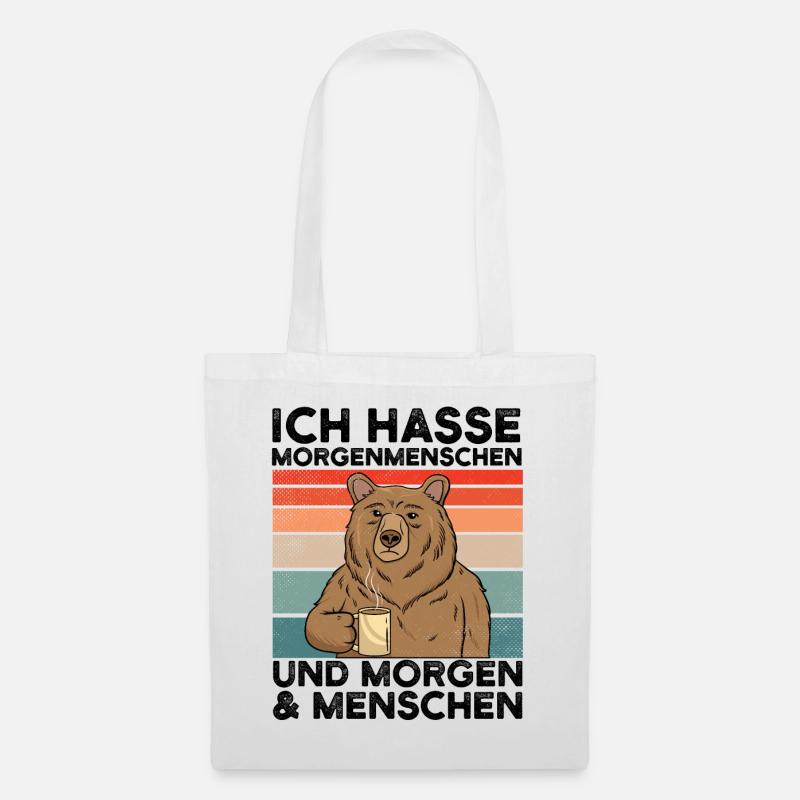 Ich hasse Morgenmenschen - Stoffbeutel - Weiß