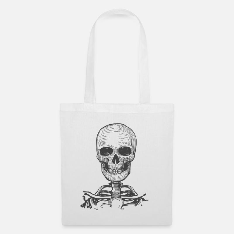 Skelett Skull mit Knochen - Stoffbeutel - Weiß
