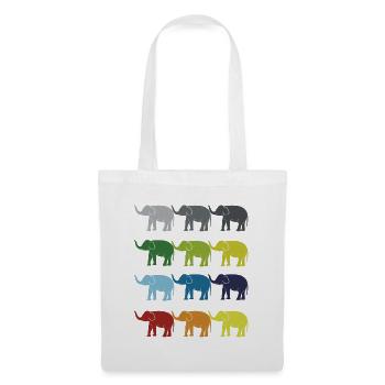 Neon Pop Art Retro Elefant Dickhäuter Geschenkidee - Stoffbeutel - Weiß - Vorne