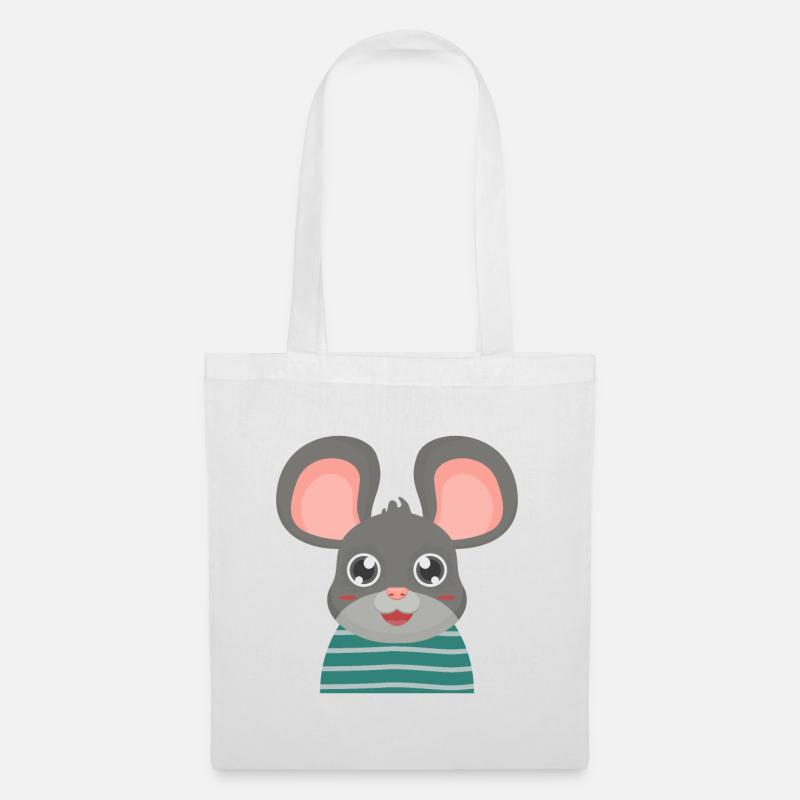 Maus mit großen Ohren - Stoffbeutel - Weiß