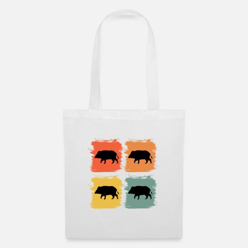 Wildschwein Wildtier Retro Pop Art Geschenkidee - Stoffbeutel - Weiß
