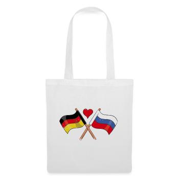 Ich Liebe Russland Deutschland Flagge Herz Fahne - Stoffbeutel - Weiß - Vorne