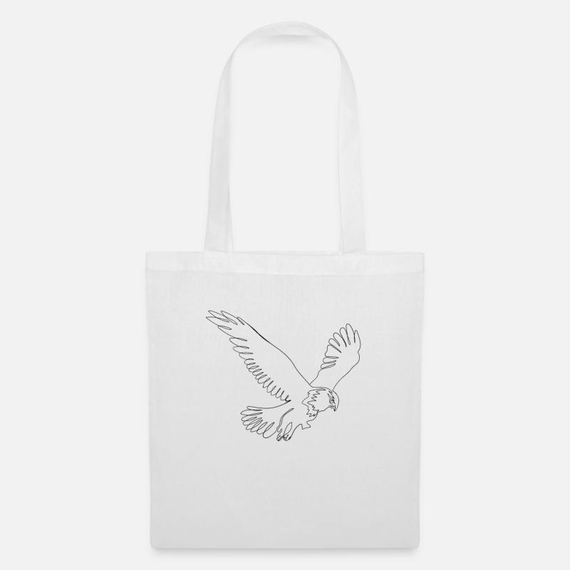 One Line Art Adler mit einem Strich gezeichnet - Stoffbeutel - Weiß