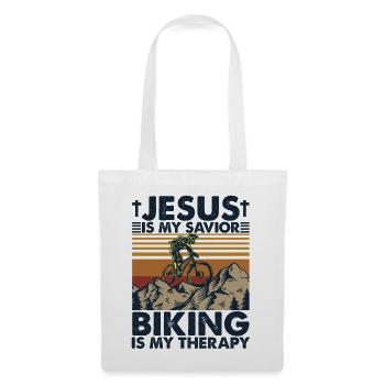 Jesus Is My Savior Biking Is My Therapy - Tote Bag - white - Front