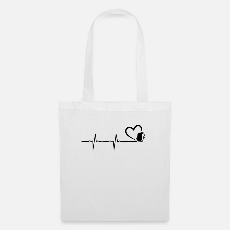 Igel Herz Herzschlag Herz Igel EKG Geschenk - Stoffbeutel - Weiß