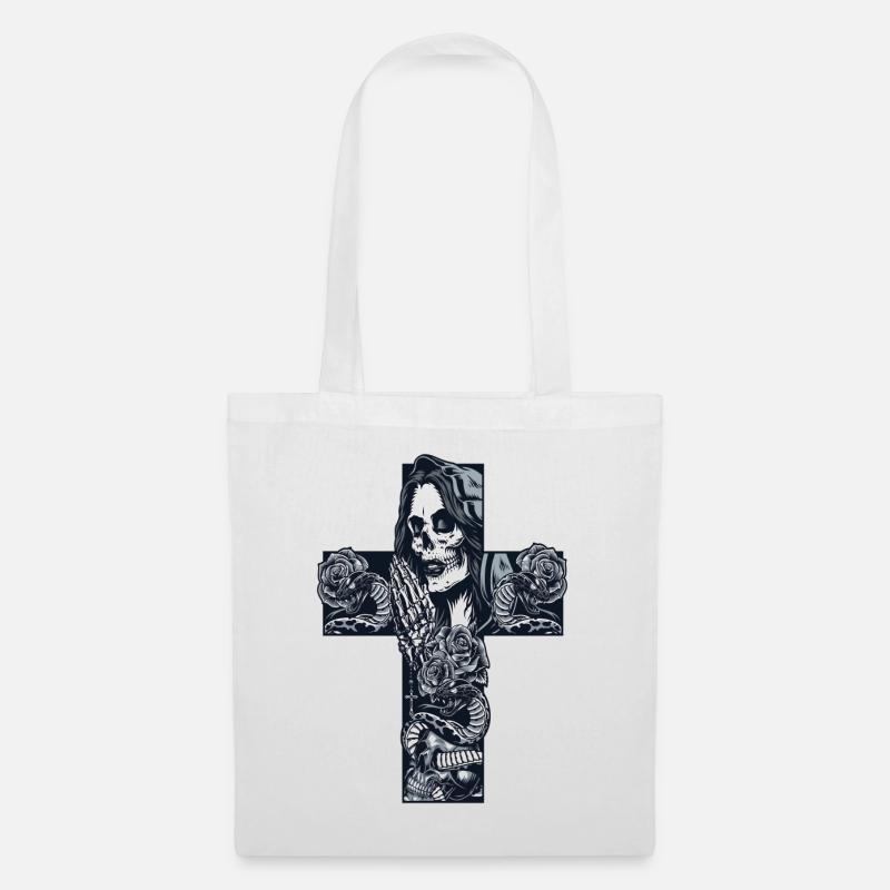 Totenkopf Skull Skulls Totenschädel Knochen - Stoffbeutel - Weiß