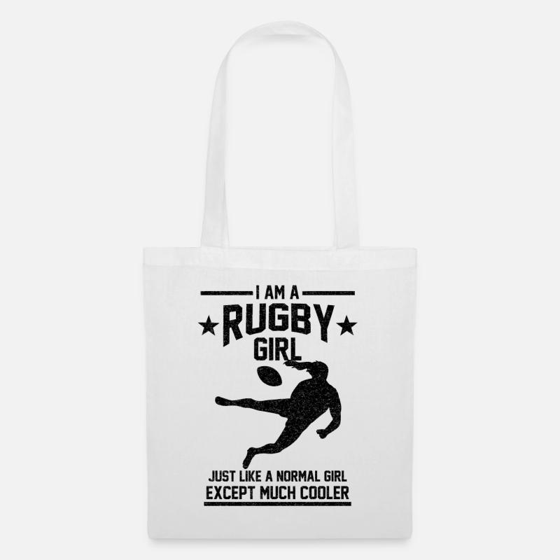 Rugby Mädchen Geschenk - Stoffbeutel - Weiß