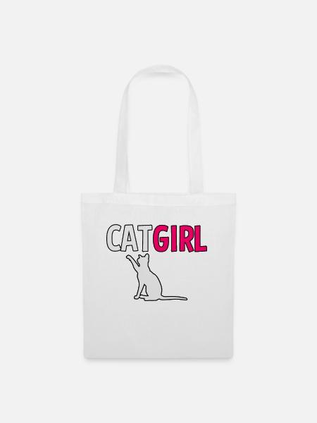 Cat girl Katzendame - Stoffbeutel - Weiß