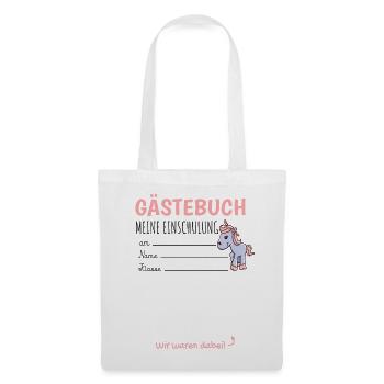 Gästebuch Einschulung 2021 Unterschreiben Mädchen - Stoffbeutel - Weiß - Vorne