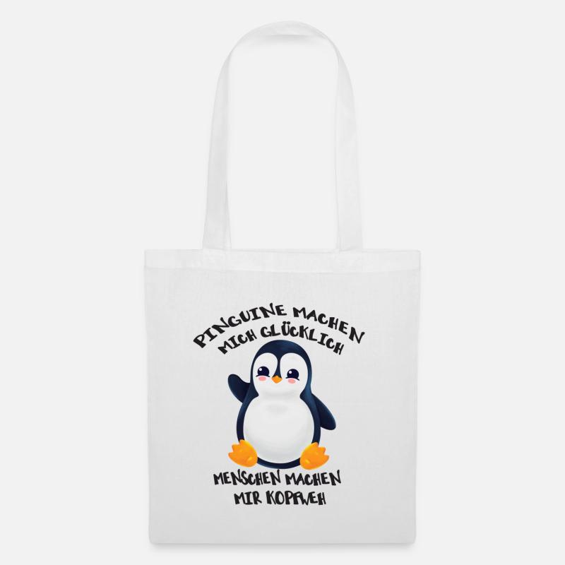 Pinguine machen mich glücklich Menschen Kopfweh - Stoffbeutel - Weiß