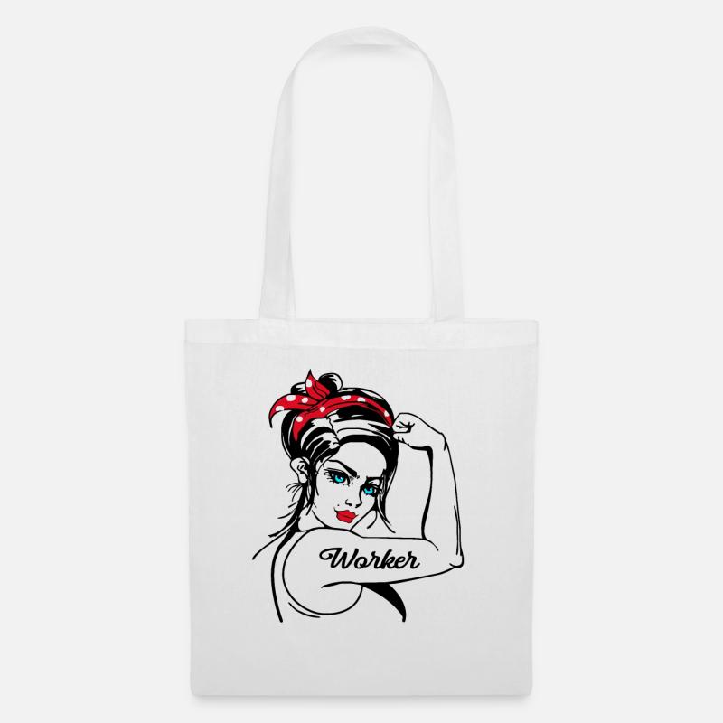Worker Rosie The Riveter Pin Up - Stoffbeutel - Weiß