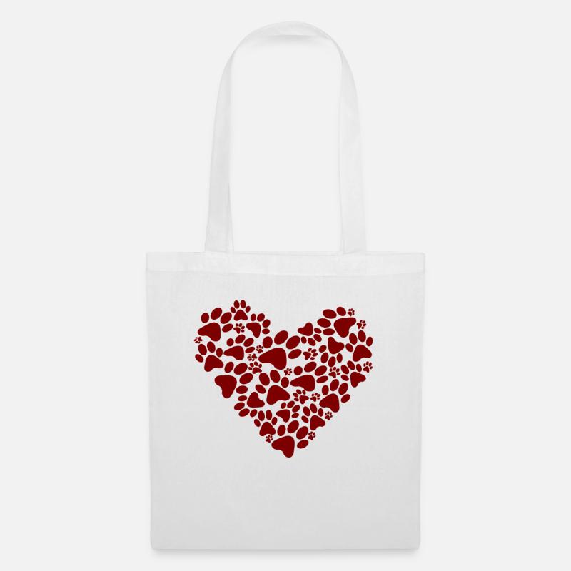 Hundepfoten Herz - Muttertag Valentinstag Geschenk - Stoffbeutel - Weiß