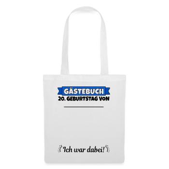 20. Geburtstag Gästebuch 20 Jahre alt Geschenk - Stoffbeutel - Weiß - Vorne