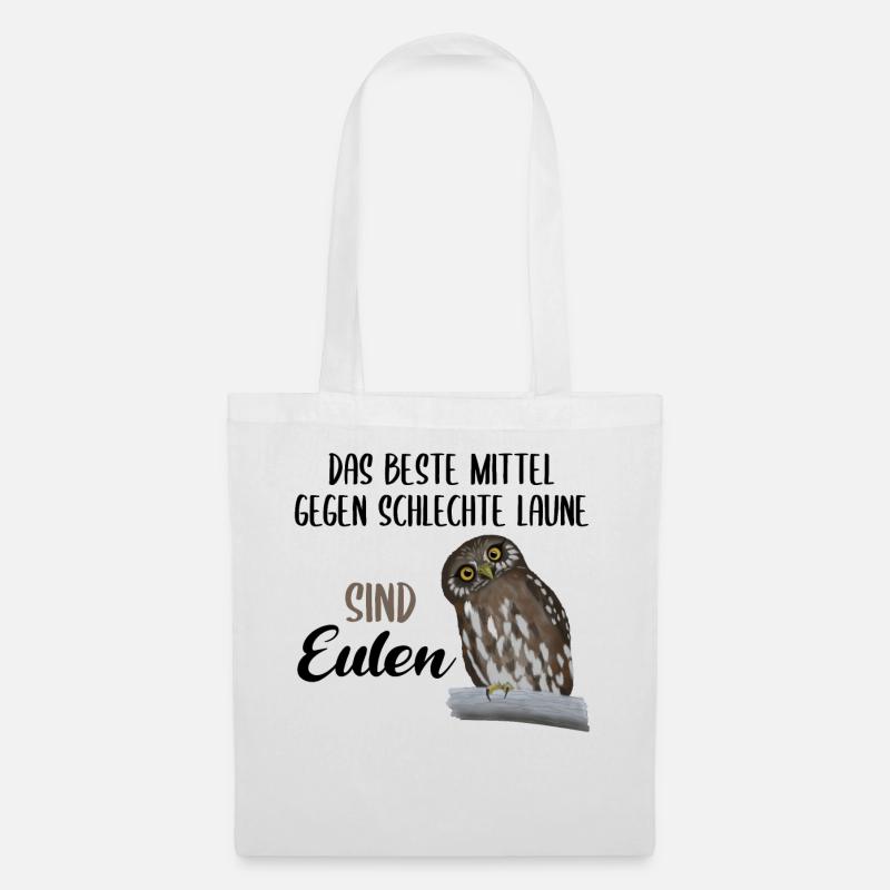 Eule Süßer Uhu Vogel Lustiger Spruch Geschenk - Stoffbeutel - Weiß