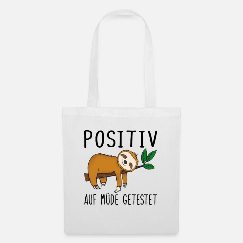 Faultier Positiv auf müde getestet - Stoffbeutel - Weiß