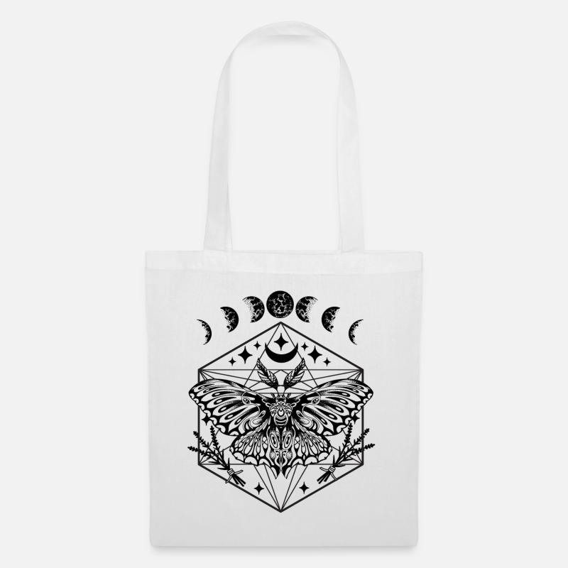 Motte mit Mondphasen Tarot Fantasy Geschenk - Stoffbeutel - Weiß