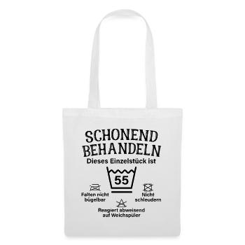 Schonend Behandeln Einzelstück 55. Geburtstag - Stoffbeutel - Weiß - Vorne