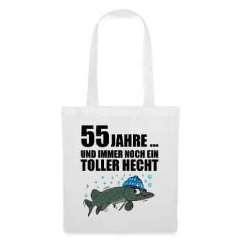Anglergeschenk zum 55 Geburtstag 55 Ehrentag - Stoffbeutel - Weiß - Vorne