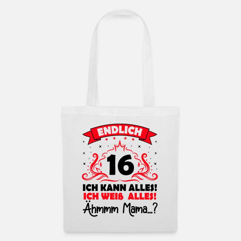 16 Geburtstag Mädchen Junge Fun Geschenk lustig - Stoffbeutel - Weiß