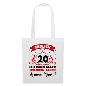 20 Geburtstag Mädchen Junge Fun Geschenk lustig - Stoffbeutel - Weiß - Vorne