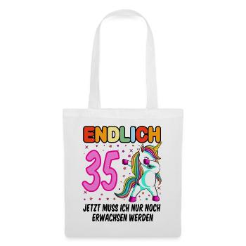 35. Geburtstag Einhorn 35 Jahre 35. Jubiläum Fun - Stoffbeutel - Weiß - Vorne