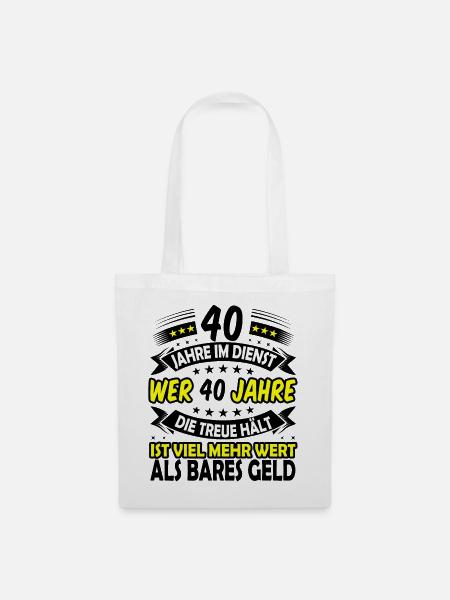 40. Dienstjubiläum 40. Firmenjubiläum Geschenk - Stoffbeutel - Weiß