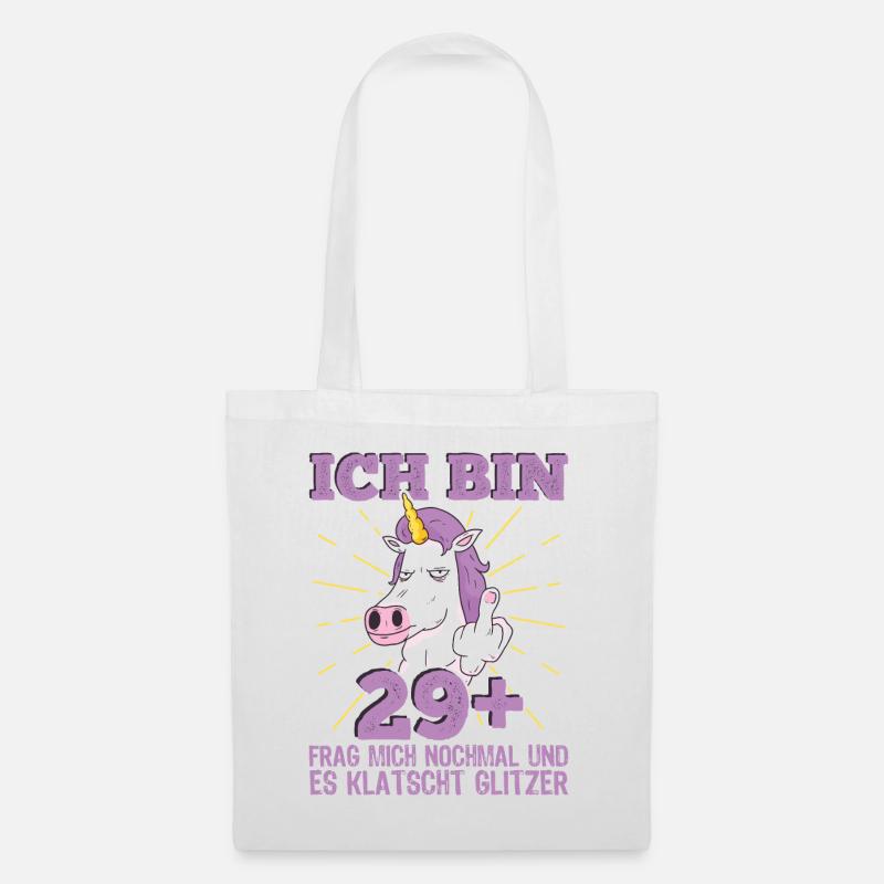 30. Geburtstag Frau Einhorn Ich bin 29+ plus - Stoffbeutel - Weiß