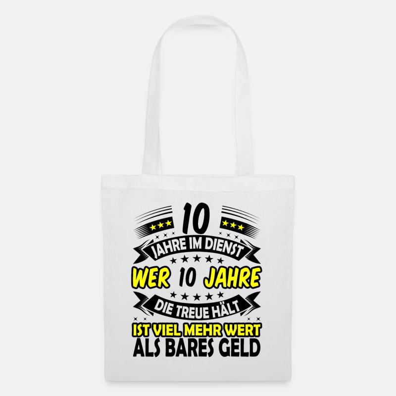 10. Dienstjubiläum 10. Firmenjubiläum Geschenk - Stoffbeutel - Weiß
