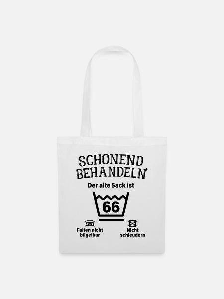 Schonend Behandeln 66. Geburtstag Der Alte Sack 66 - Stoffbeutel - Weiß