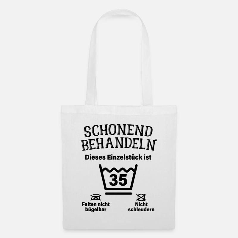 Schonend Behandeln 35. Geburtstag Einzelstück 35 - Stoffbeutel - Weiß
