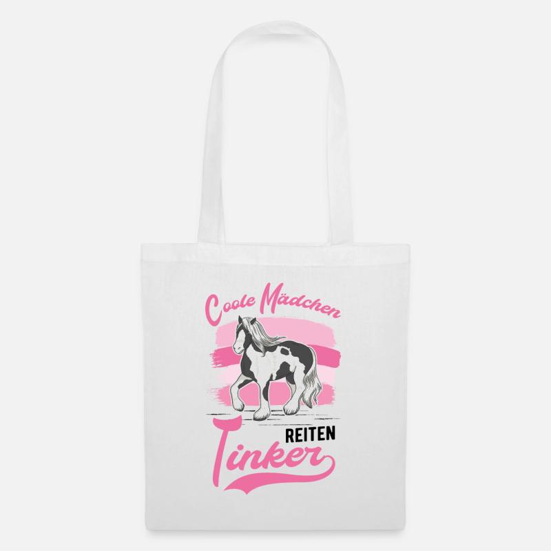 Coole Mädchen reiten Tinker Irish Tinker - Stoffbeutel - Weiß