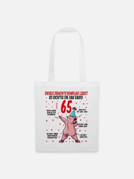 65 Geburtstag Geschenkidee Baujahr 1957 lustig - Stoffbeutel - Weiß