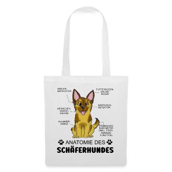 Anatomie des Schäferhundes - Stoffbeutel - Weiß - Vorne