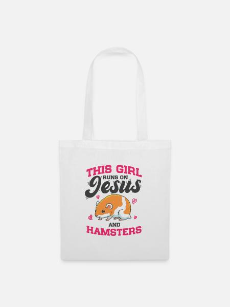 Hamster Mama This Girl Runs On Jesus And Hamsters - Stoffbeutel - Weiß
