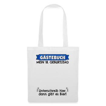 18. Geburtstag Gästebuch 18 Jahre alt Geschenk - Stoffbeutel - Weiß - Vorne