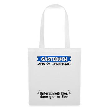 22. Geburtstag Gästebuch 22 Jahre alt Geschenk - Stoffbeutel - Weiß - Vorne