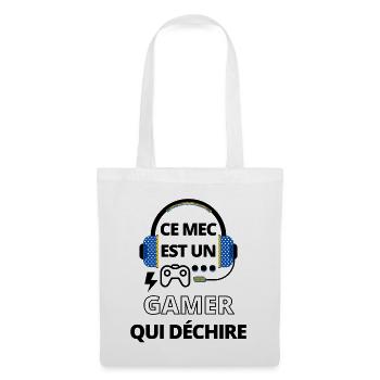 Ce mec est un gamer qui déchire bleu et jaune - Sac en tissu - blanc - Devant
