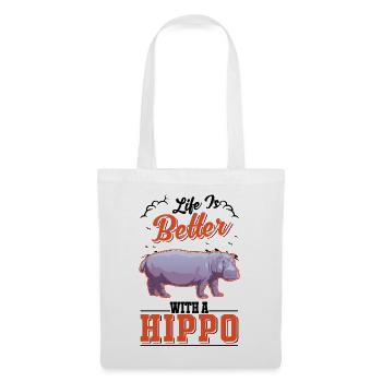 Life is better with a Hippo Nilpferd Flusspferd - Tote Bag - white - Front