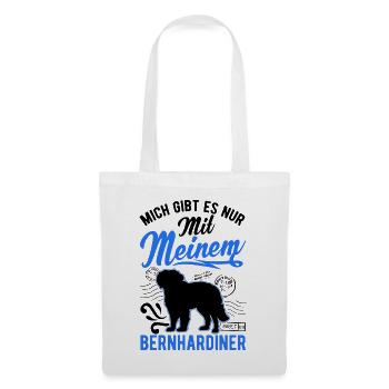 Mich gibt es nur mit meinem Bernhardiner - Stoffbeutel - Weiß - Vorne