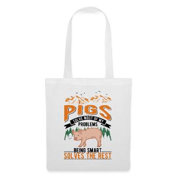 Schweine Geschenk Landwirt Schweinchen - Stoffbeutel - Weiß - Vorne