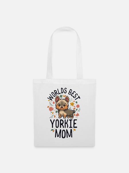 Worlds Best Yorkie Mom Hund Mama Yorkshire Terrier - Stoffbeutel - Weiß