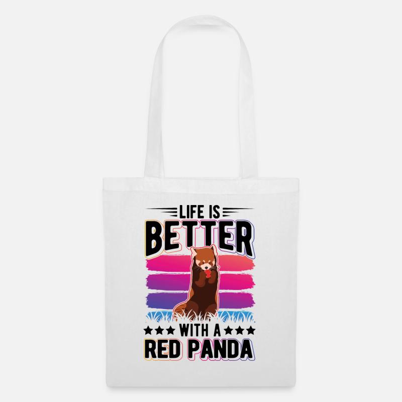 Life is better with a Red Panda Roter Panda - Stoffbeutel - Weiß