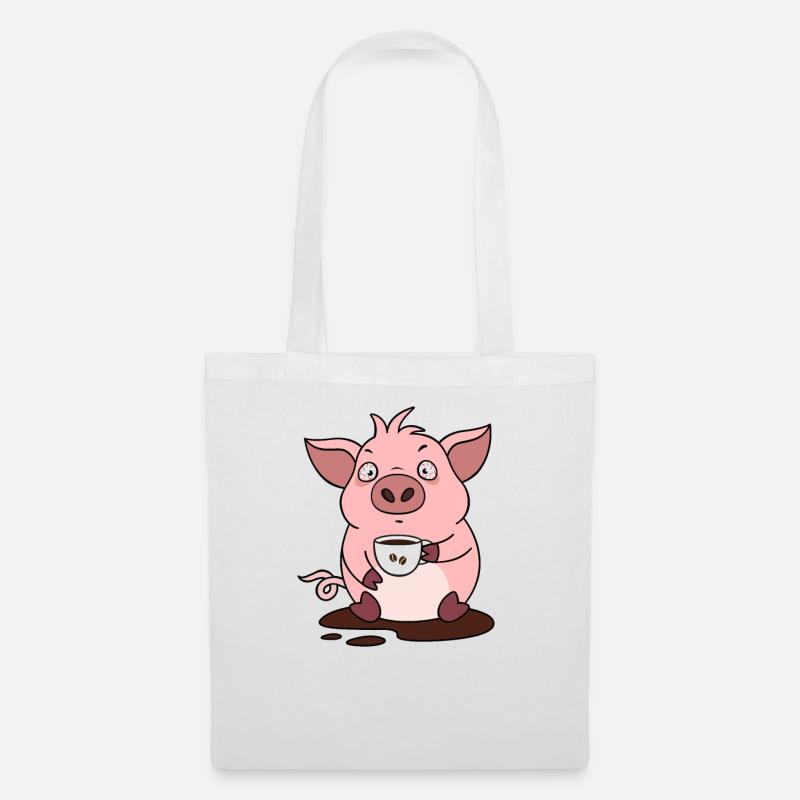 Kaffee Schwein Morgenmuffel Langschläfer - Stoffbeutel - Weiß