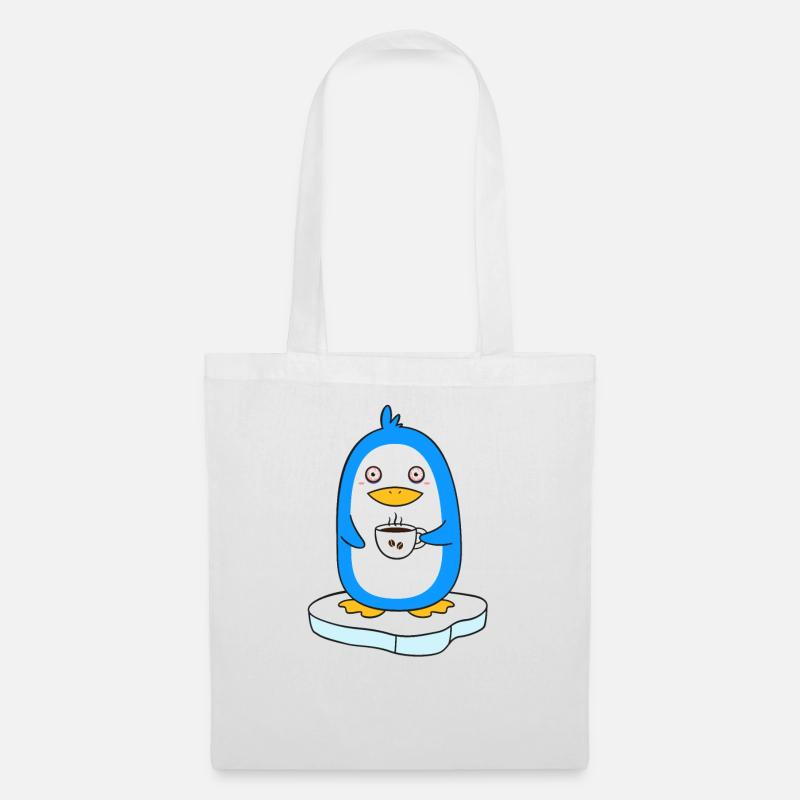 Koffeinierter Pinguin Morgenmuffel Kaffeetrinker - Stoffbeutel - Weiß