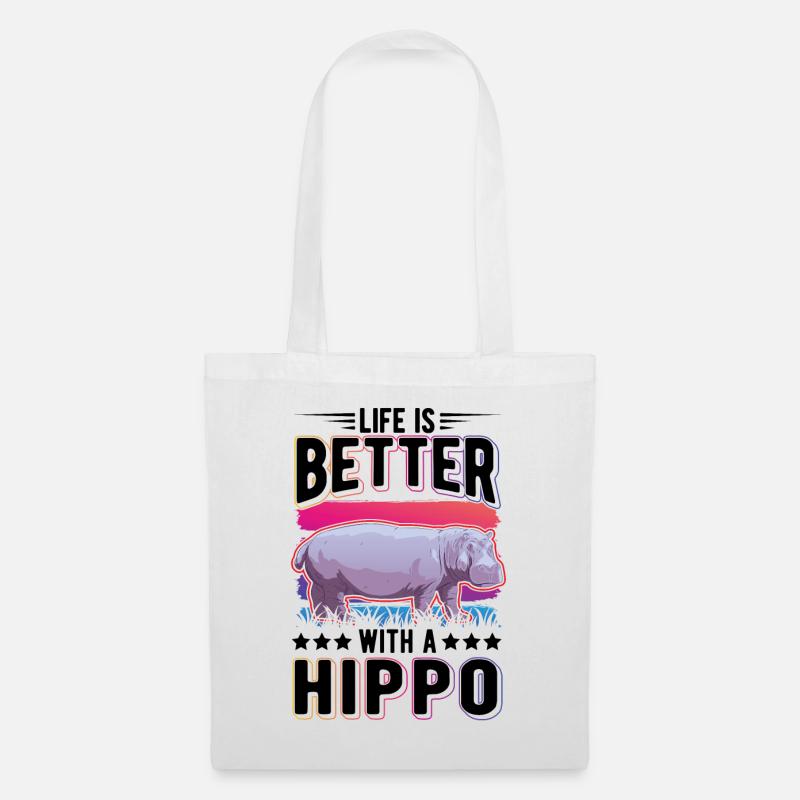 Life is better with a Hippo Nilpferd Flusspferd - Stoffbeutel - Weiß