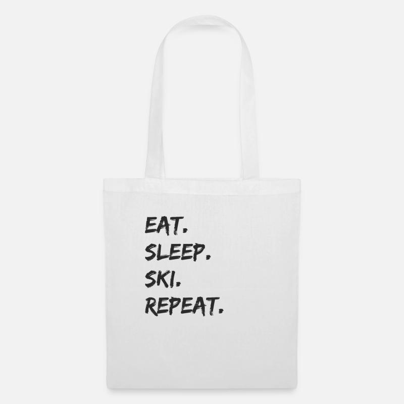 Ski - eat. sleep. ski. repeat. - Stoffbeutel - Weiß