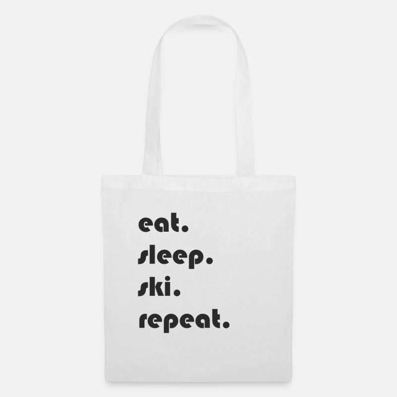 Ski - manger. Dormir. ski. répéter. - Sac en tissu - blanc