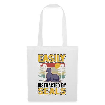 Easily distracted by Seal Robbe Seelöwe - Stoffbeutel - Weiß - Vorne