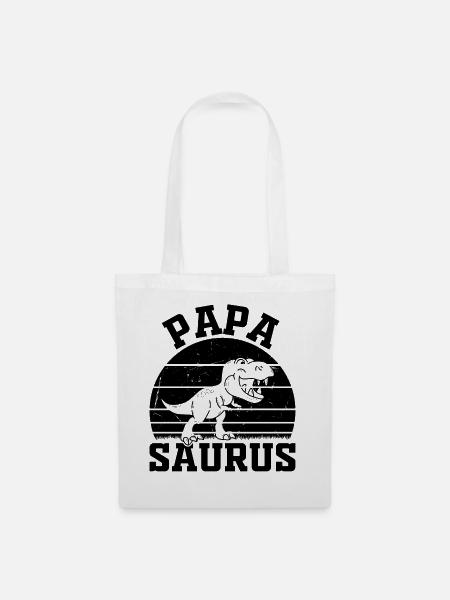 Papa Saurus Papa Dino - Papasaurus - Stoffbeutel - Weiß