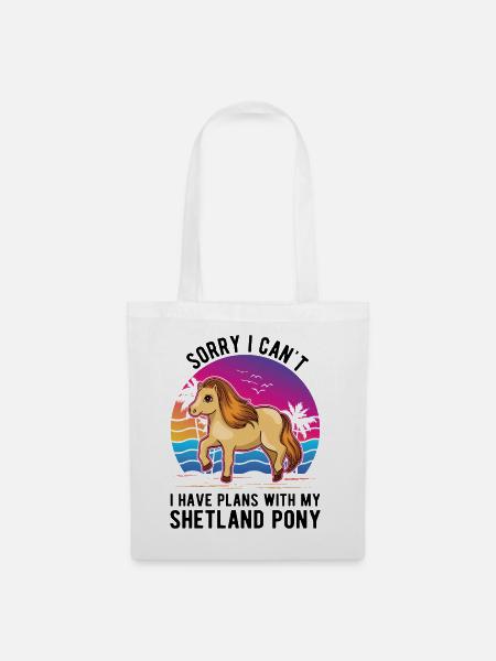 Shetlandpony Shetland-Pony Shetty - Stoffbeutel - Weiß